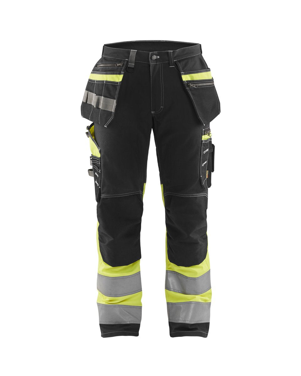 Blåkläder 1794 High Vis werkbroek met stretch en gereedschapszakken katoen - Zwart/High Vis Geel