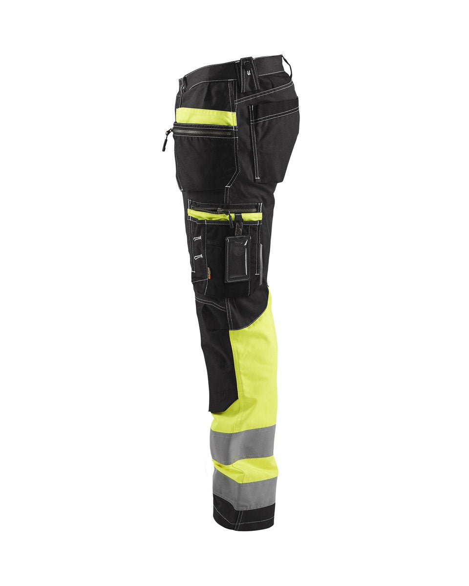 Blåkläder 1794 High Vis werkbroek met stretch en gereedschapszakken katoen - Zwart/High Vis Geel