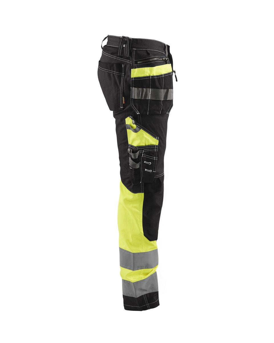 Blåkläder 1794 High Vis werkbroek met stretch en gereedschapszakken katoen - Zwart/High Vis Geel