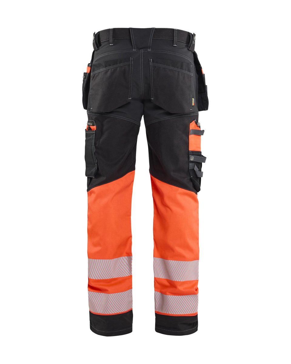 Blåkläder 1794 High Vis werkbroek met stretch en gereedschapszakken katoen - Zwart/High Vis Rood