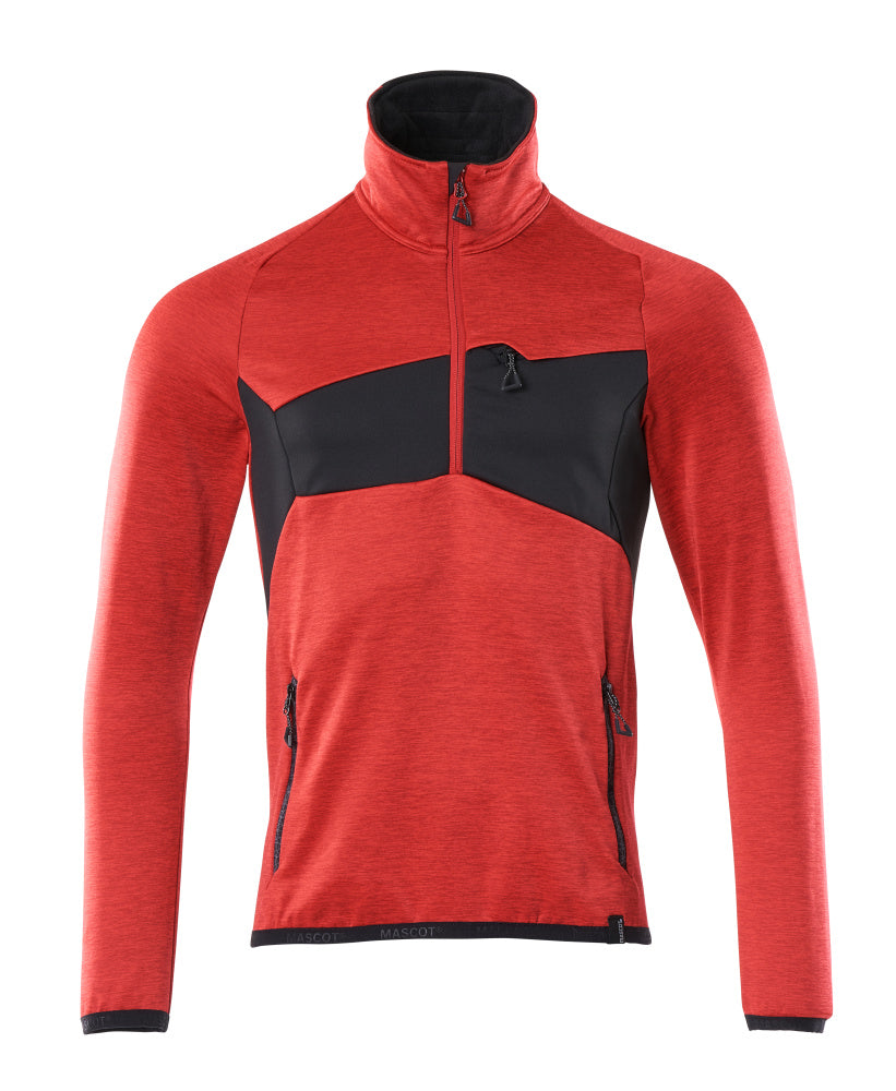 MASCOT® Accelerate Fleecetrui met korte rits – Signaalrood/Zwart