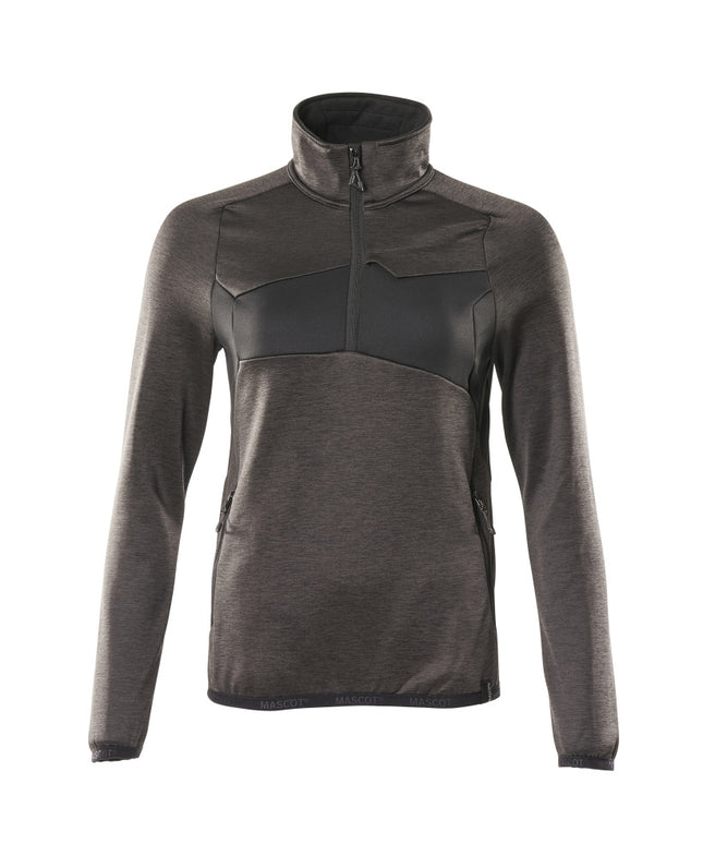 MASCOT® Accelerate Fleecetrui dames korte rits – Donkerantraciet/Zwart