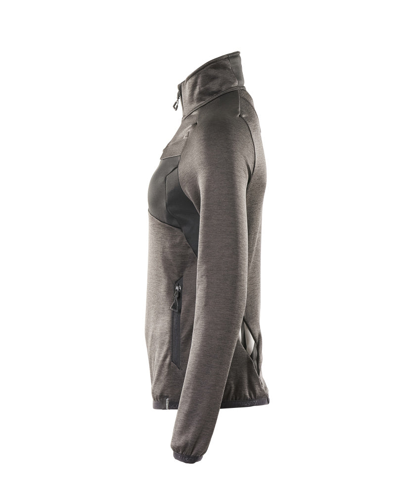 MASCOT® Accelerate Fleecetrui dames korte rits – Donkerantraciet/Zwart