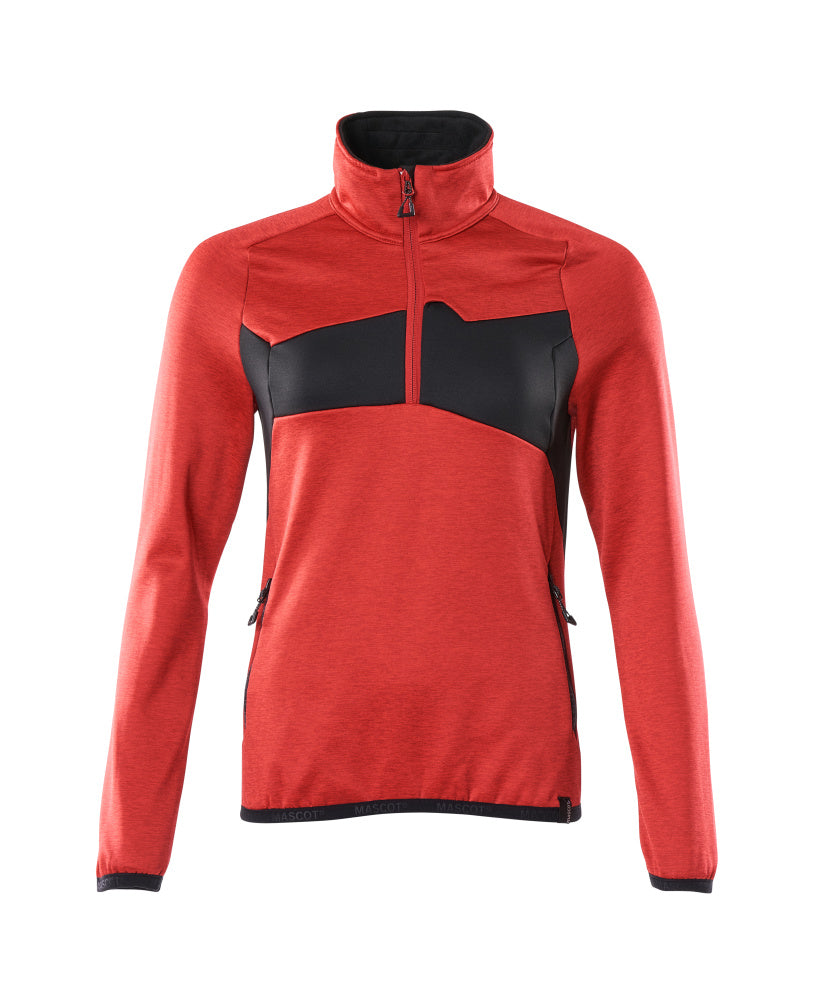 MASCOT® Accelerate Fleecetrui dames korte rits – Signaalrood/Zwart