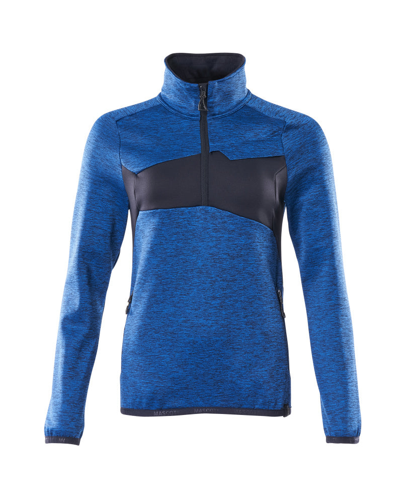 MASCOT® Accelerate Fleecetrui dames korte rits – Helder blauw/Donkermarine