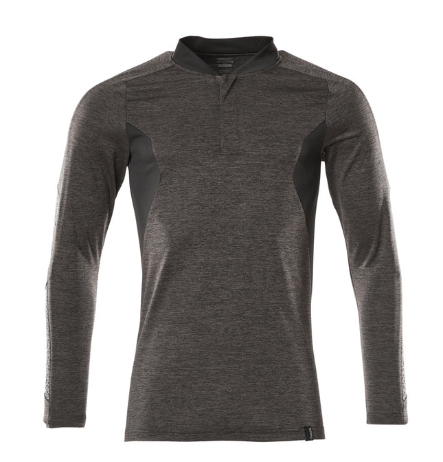MASCOT® Accelerate Poloshirt lange mouw – Donkerantraciet-gemêleerd/Zwart
