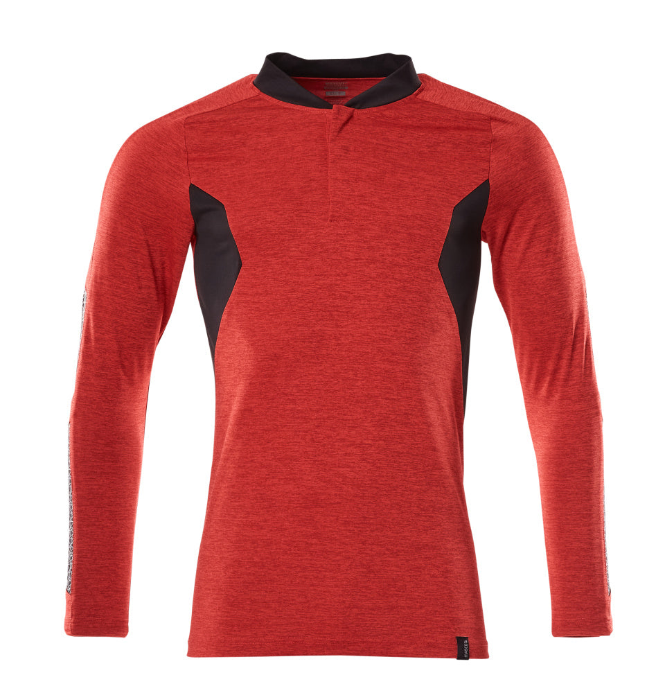 MASCOT® Accelerate Poloshirt lange mouw – Signaalrood-gemêleerd/Zwart