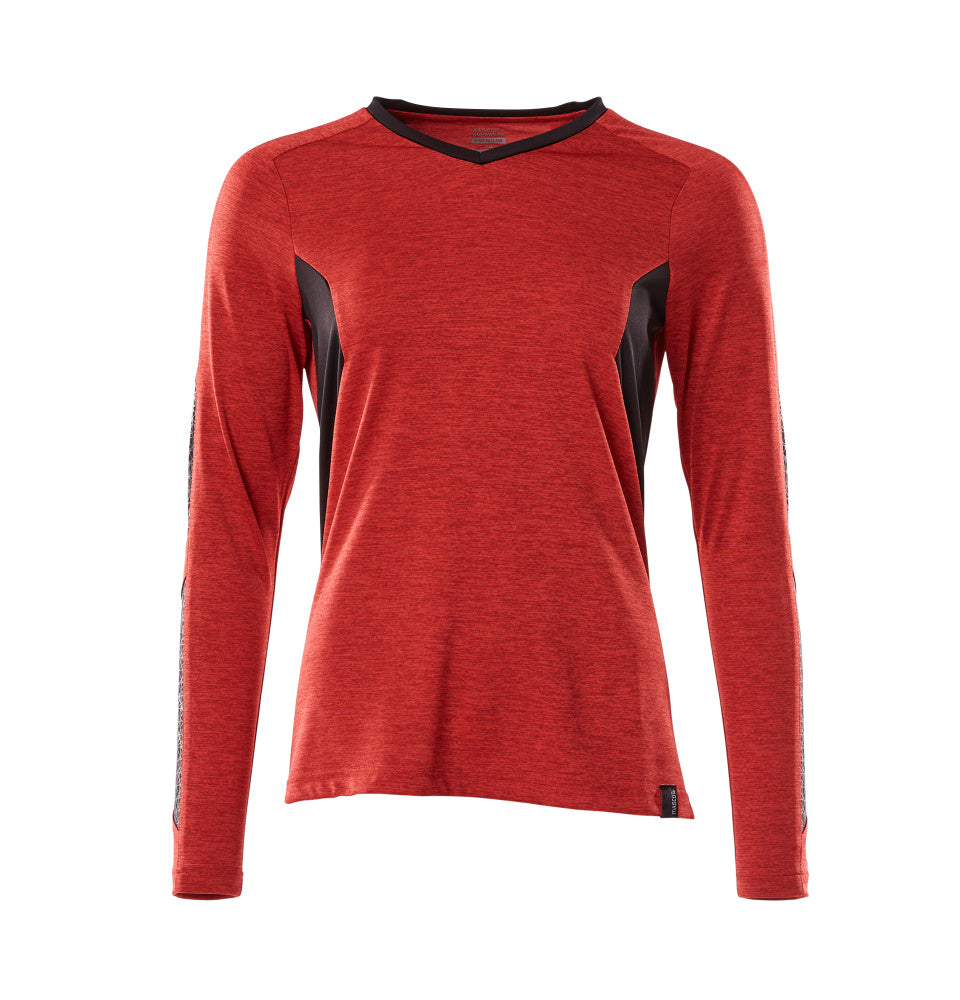 MASCOT® Accelerate T-shirt lange mouwen dames – Signaalrood-gemêleerd/Zwart