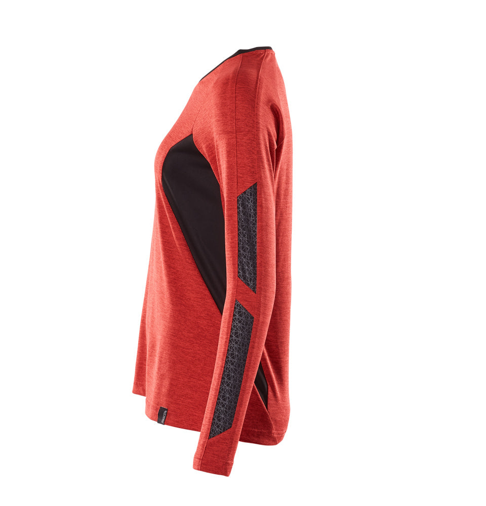 MASCOT® Accelerate T-shirt lange mouwen dames – Signaalrood-gemêleerd/Zwart
