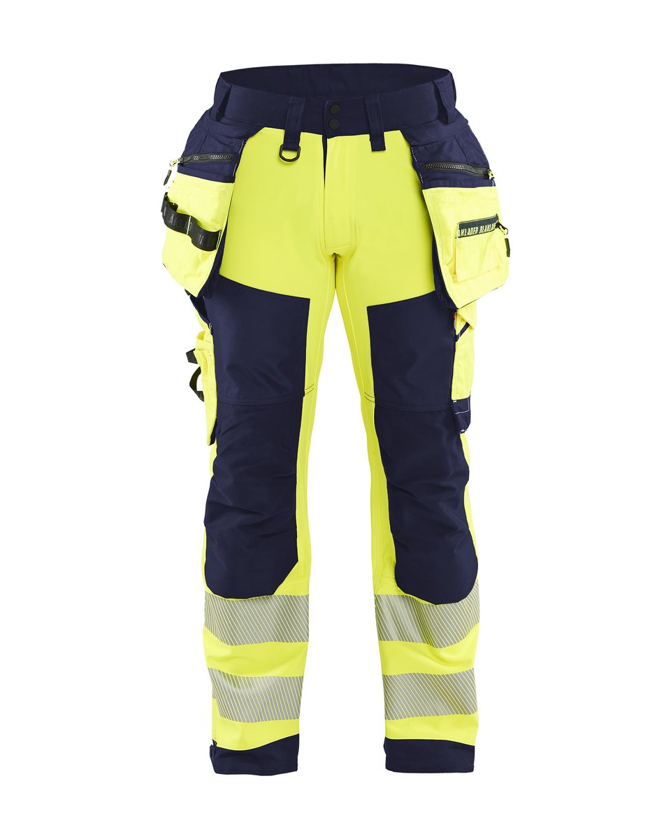 Blåkläder 1820 High Vis werkbroek softshell met afneembare gereedschapszakken - High Vis Geel/Marineblauw