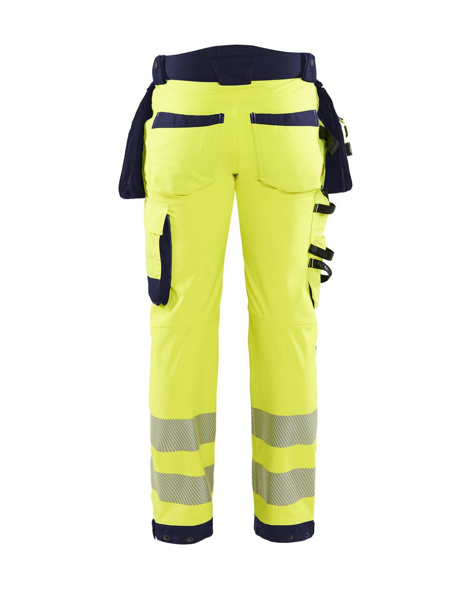 Blåkläder 1820 High Vis werkbroek softshell met afneembare gereedschapszakken - High Vis Geel/Marineblauw