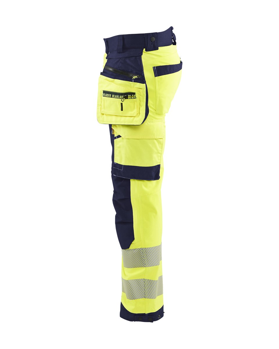 Blåkläder 1820 High Vis werkbroek softshell met afneembare gereedschapszakken - High Vis Geel/Marineblauw