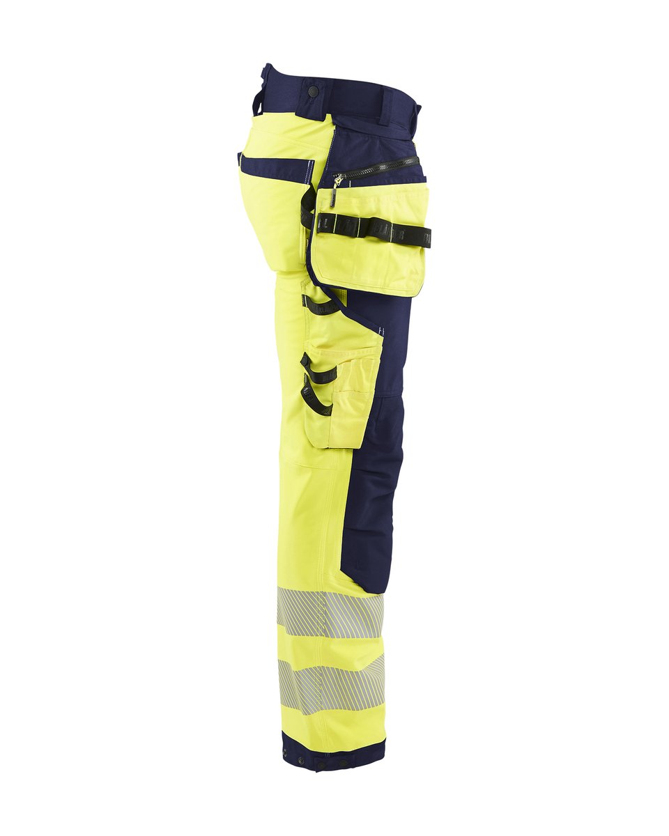 Blåkläder 1820 High Vis werkbroek softshell met afneembare gereedschapszakken - High Vis Geel/Marineblauw