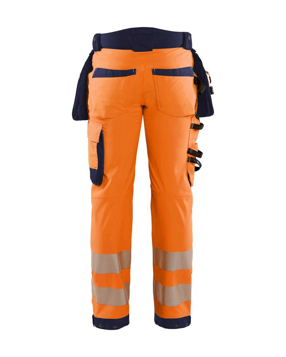 Blåkläder 1820 High Vis werkbroek softshell met afneembare gereedschapszakken - High Vis Oranje/Marineblauw