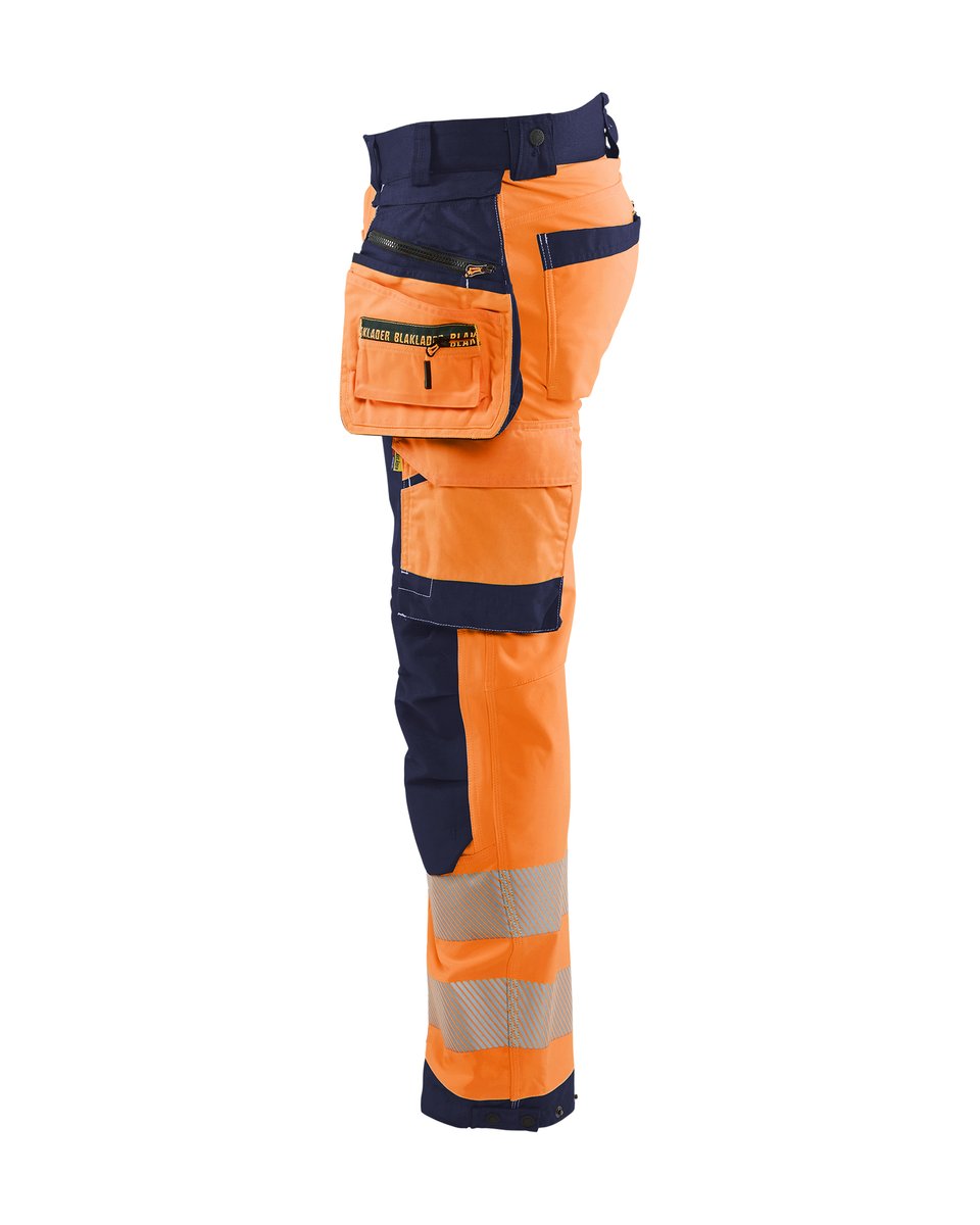 Blåkläder 1820 High Vis werkbroek softshell met afneembare gereedschapszakken - High Vis Oranje/Marineblauw