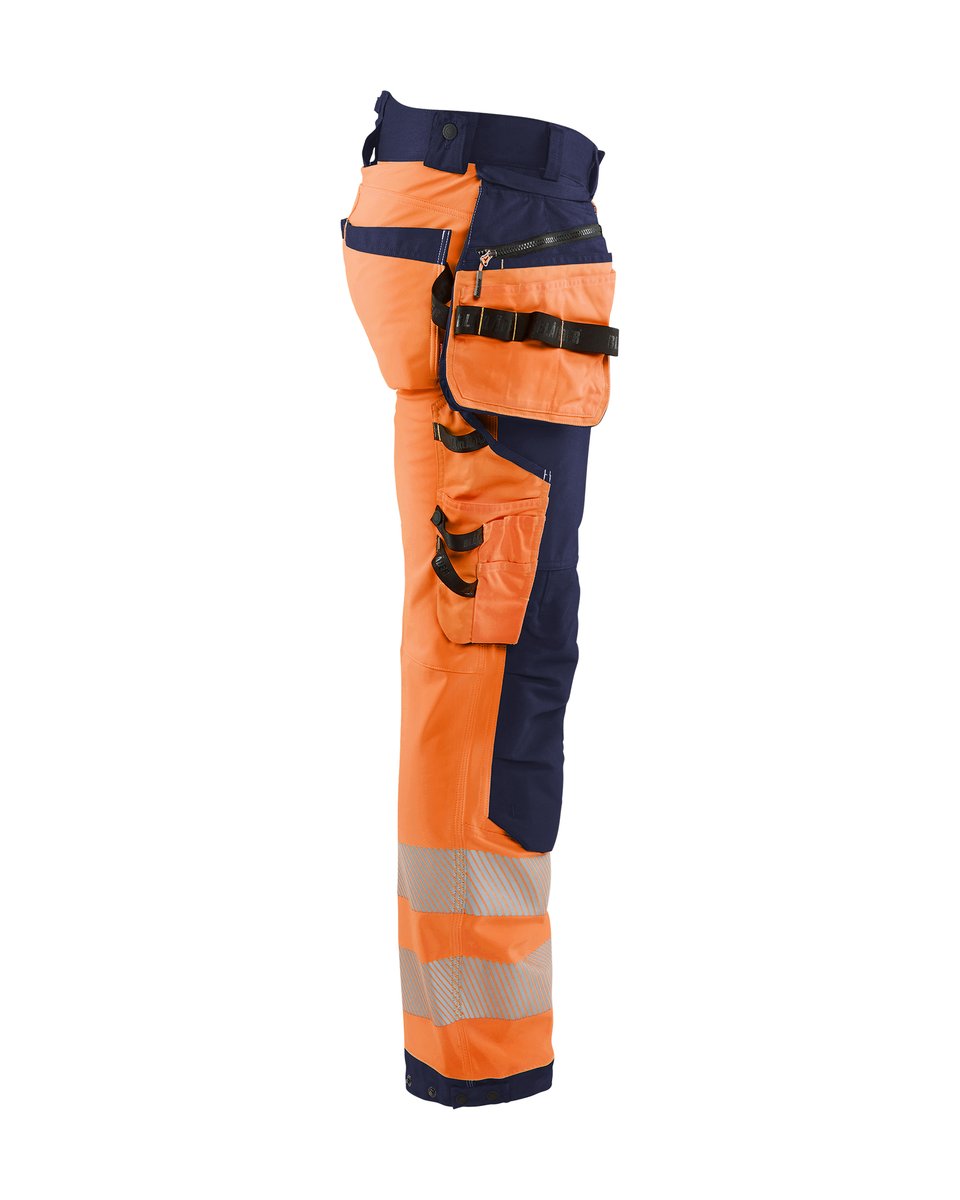 Blåkläder 1820 High Vis werkbroek softshell met afneembare gereedschapszakken - High Vis Oranje/Marineblauw