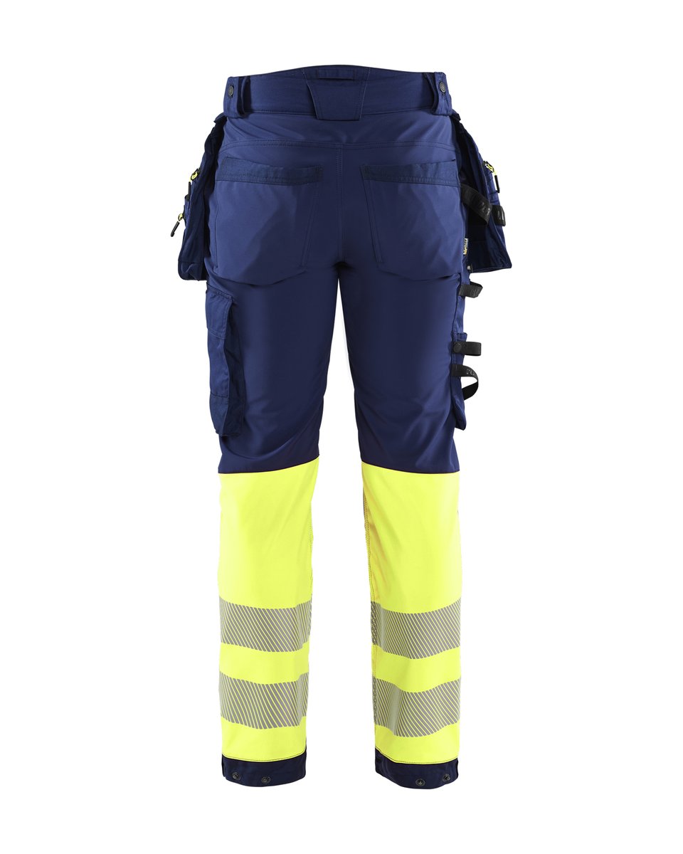 Blåkläder 1821 High Vis werkbroek softshell met afneembare gereedschapszakken - Marine/High Vis Geel