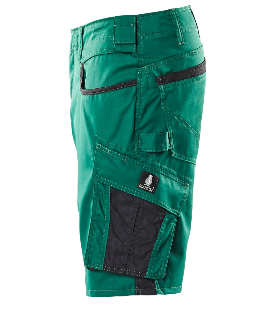 MASCOT® Unique Werkshort met dijbeenzakken – Groen/Zwart