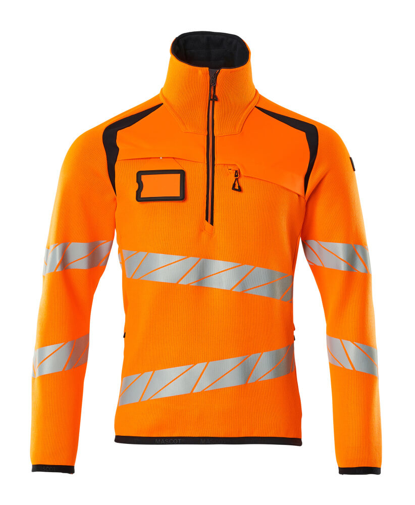 MASCOT® Accelerate Safe Gebreide Trui Met Korte Rits 19005-351 – Fluor Oranje/Marine