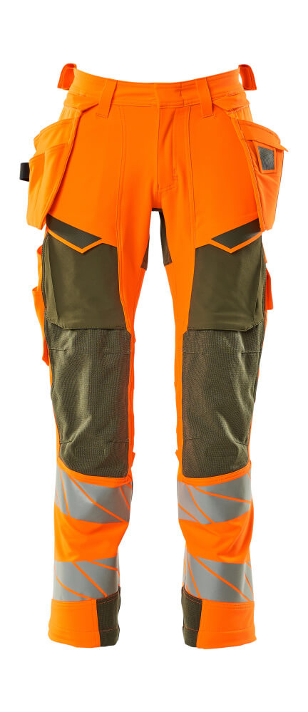 MASCOT® Accelerate Safe Werkbroek Met Spijkerzakken 19031-711 – Hi-Vis Oranje/Mosgroen