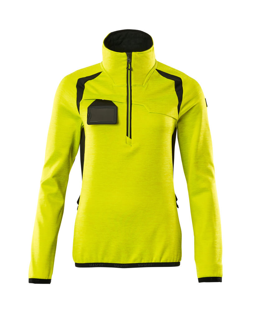 MASCOT® Accelerate Safe Fleecetrui Met Korte Rits Dames 19353-316 – Fluor Geel/Zwart