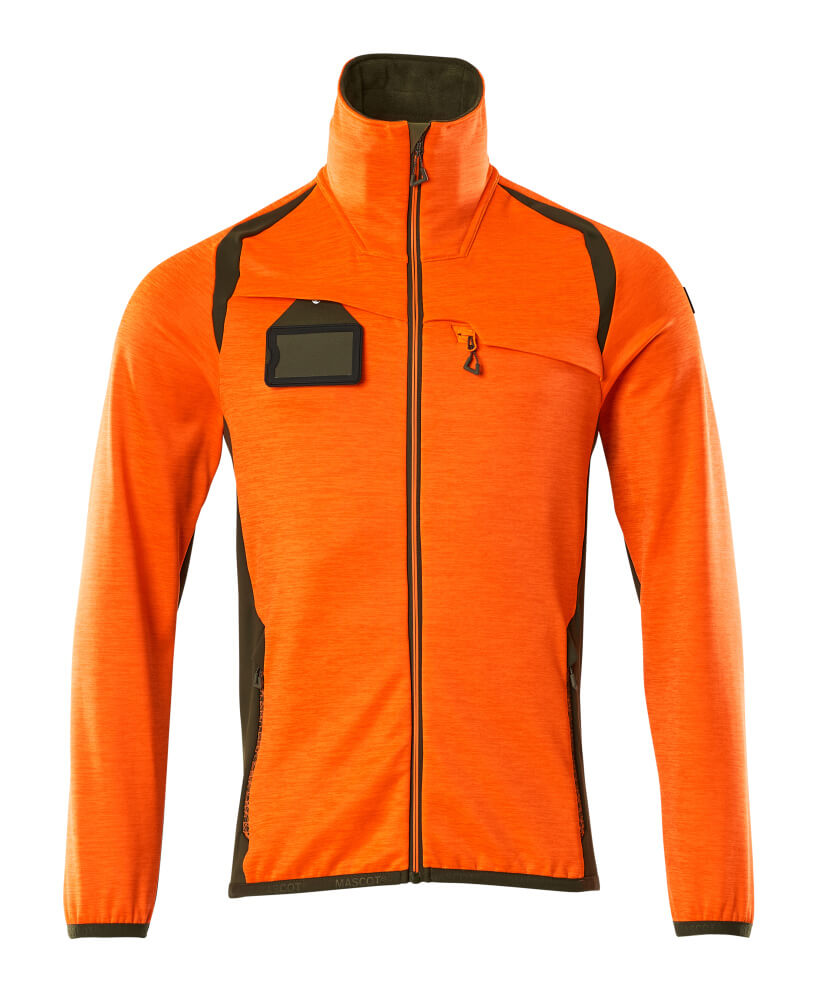 MASCOT® Accelerate Safe Fleecetrui met Rits 19403-316 – Hi-Vis Oranje/Mosgroen