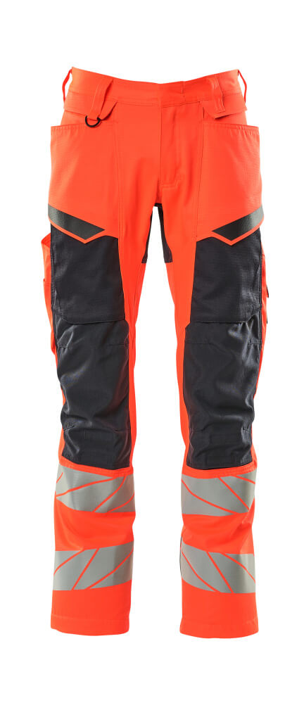 MASCOT® Accelerate Safe Broek Met Kniezakken 19579-236 – Hi-Vis Rood/Donkermarine