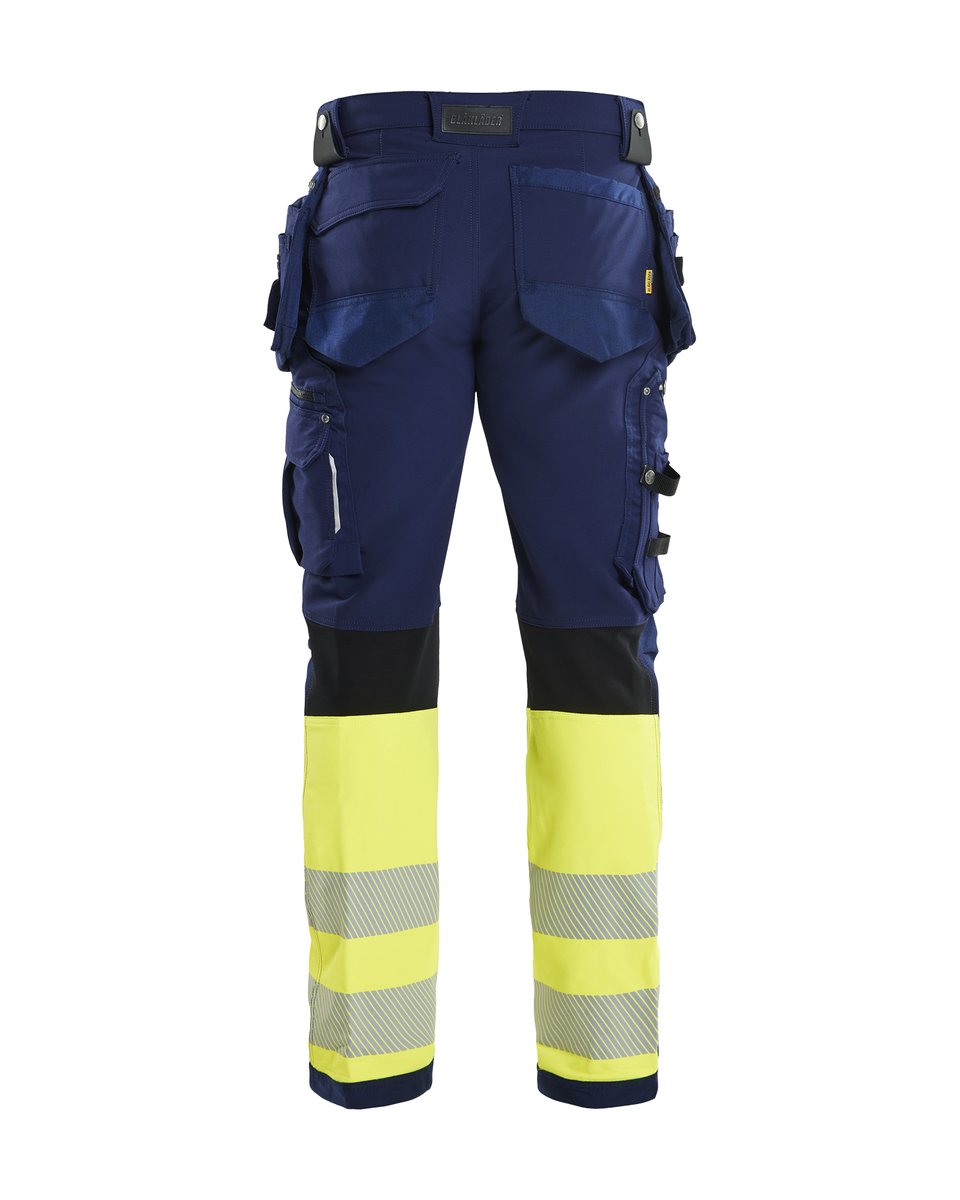 Blåkläder 1993 High Vis werkbroek 4-weg-stretch met gereedschapszakken - Marine/High Vis Geel