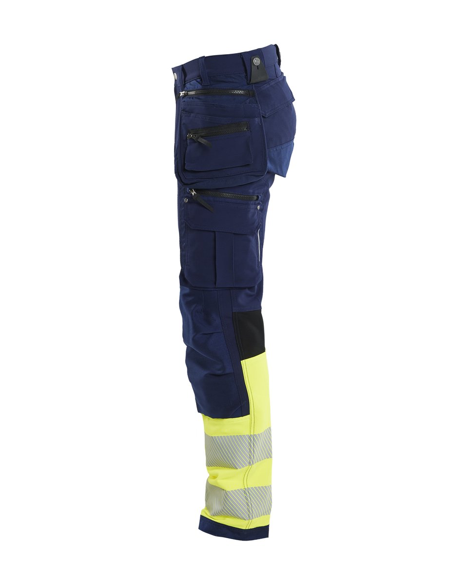 Blåkläder 1993 High Vis werkbroek 4-weg-stretch met gereedschapszakken - Marine/High Vis Geel