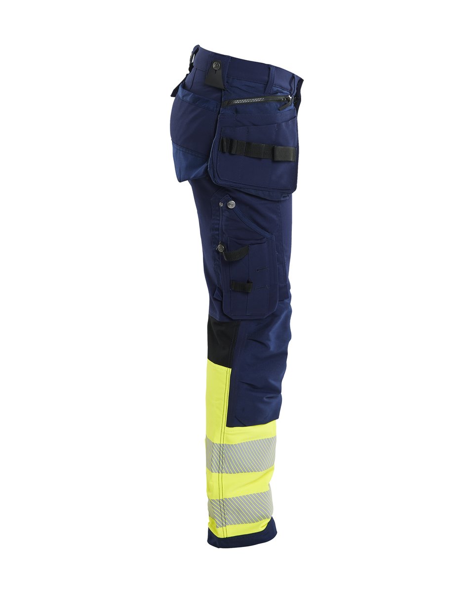 Blåkläder 1993 High Vis werkbroek 4-weg-stretch met gereedschapszakken - Marine/High Vis Geel
