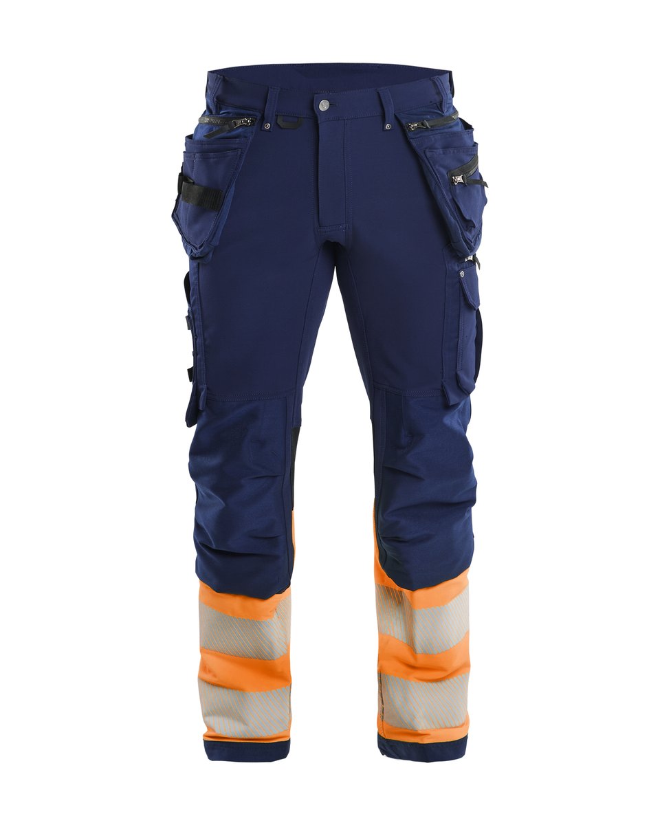 Blåkläder 1993 High Vis werkbroek 4-weg-stretch met gereedschapszakken - Marineblauw/Oranje