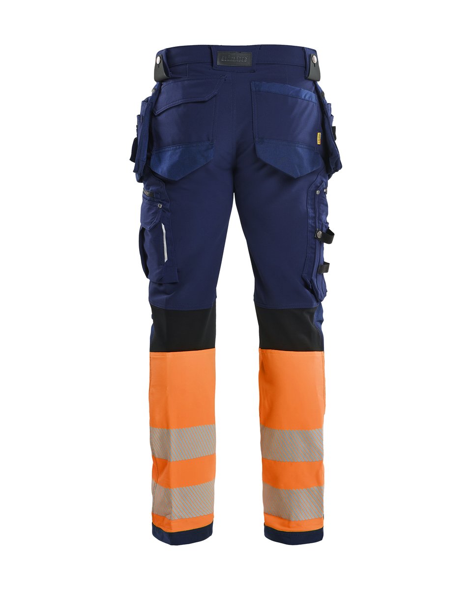 Blåkläder 1993 High Vis werkbroek 4-weg-stretch met gereedschapszakken - Marineblauw/Oranje
