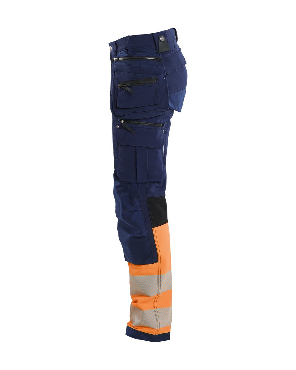 Blåkläder 1993 High Vis werkbroek 4-weg-stretch met gereedschapszakken - Marineblauw/Oranje
