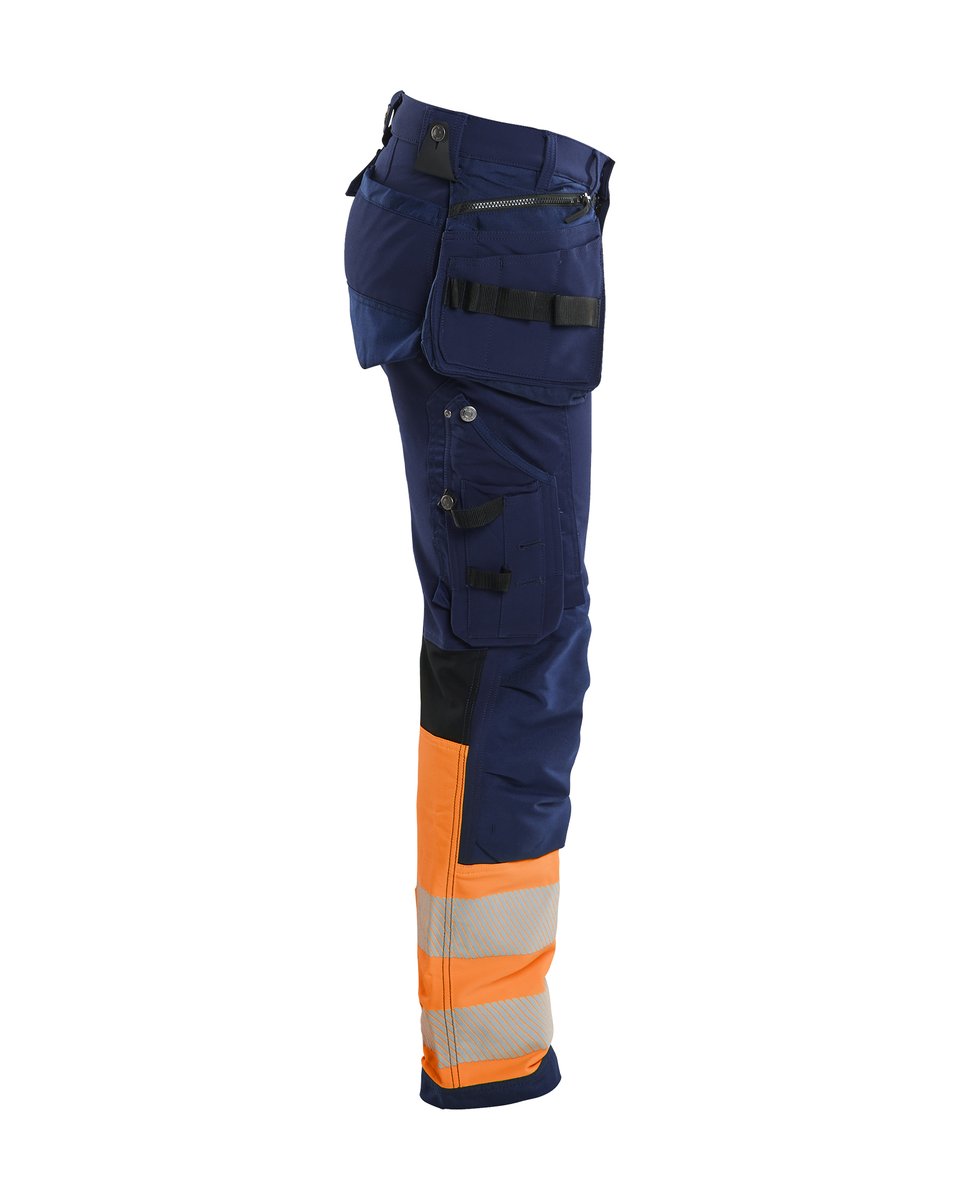 Blåkläder 1993 High Vis werkbroek 4-weg-stretch met gereedschapszakken - Marineblauw/Oranje