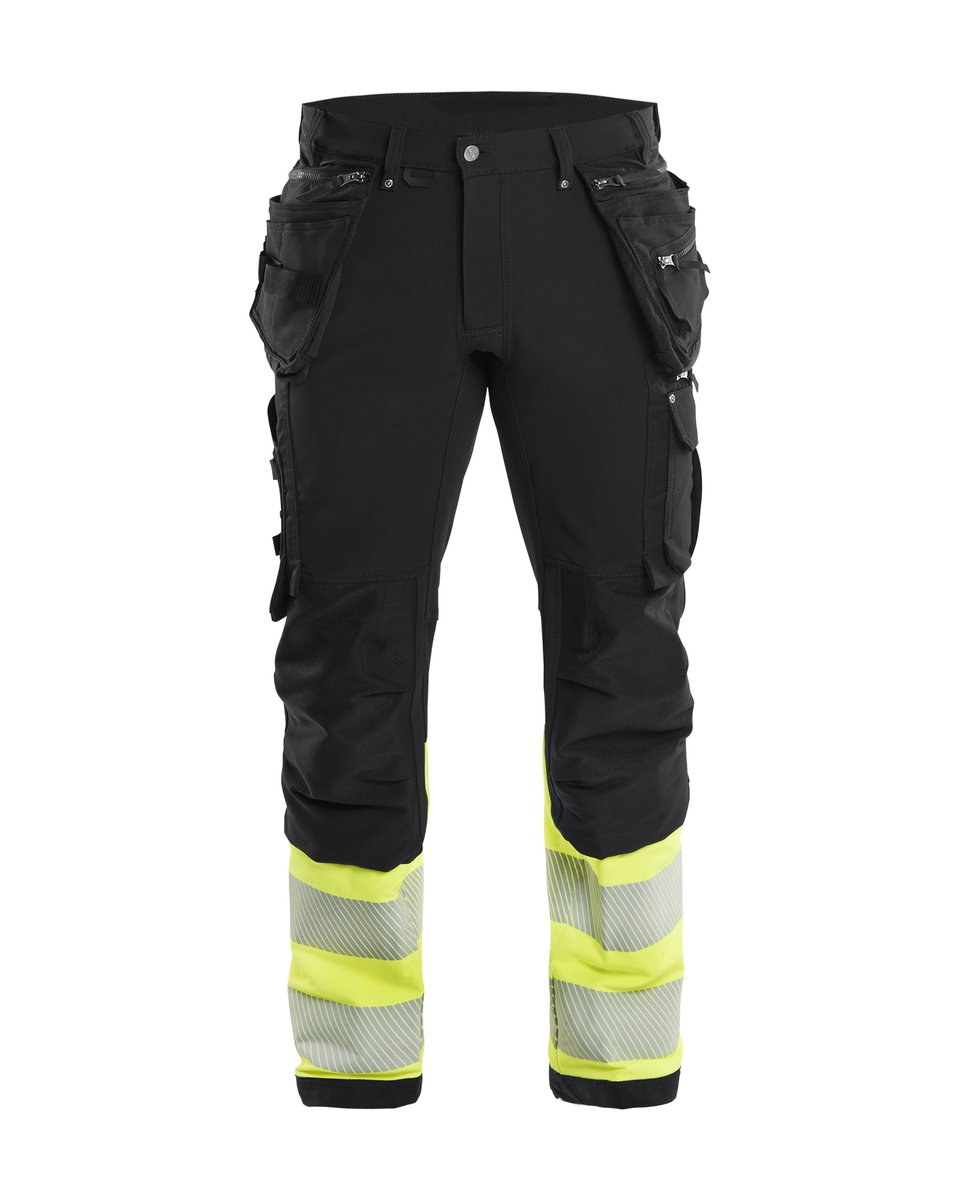 Blåkläder 1993 High Vis werkbroek 4-weg-stretch met gereedschapszakken - Zwart/High Vis Geel