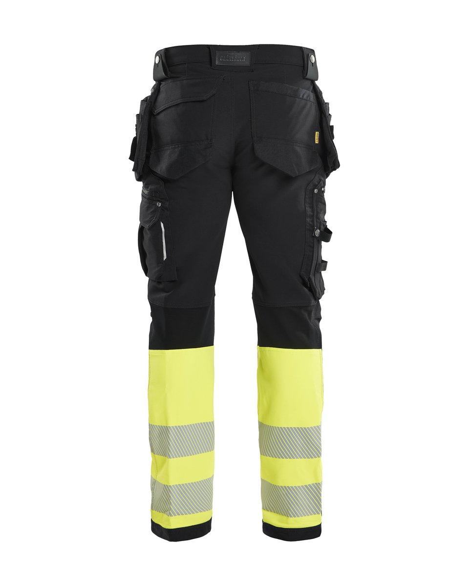 Blåkläder 1993 High Vis werkbroek 4-weg-stretch met gereedschapszakken - Zwart/High Vis Geel