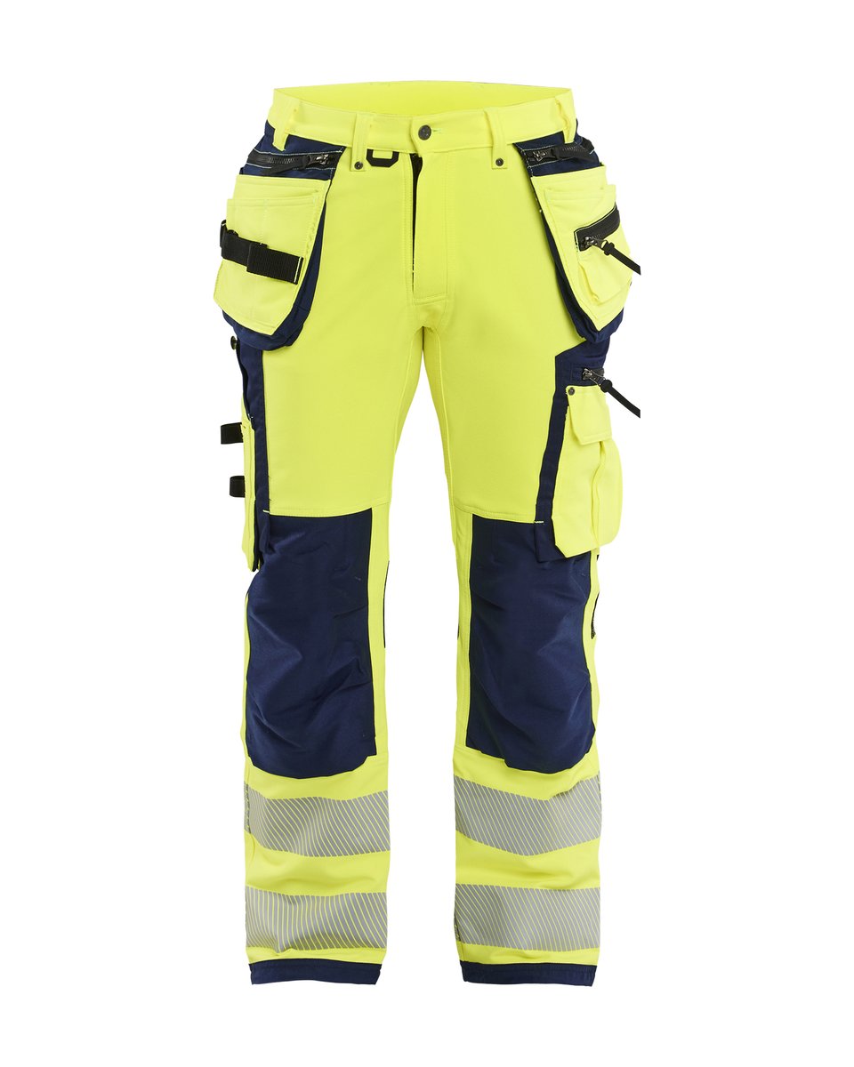 Blåkläder 1997 High Vis werkbroek 4-weg stretch met gereedschapszakken - High Vis Geel/Marineblauw