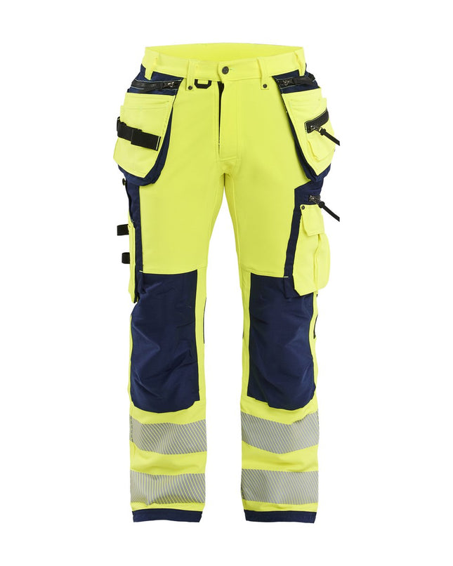 Blåkläder 1997 High Vis werkbroek 4-weg stretch met gereedschapszakken - High Vis Geel/Marineblauw