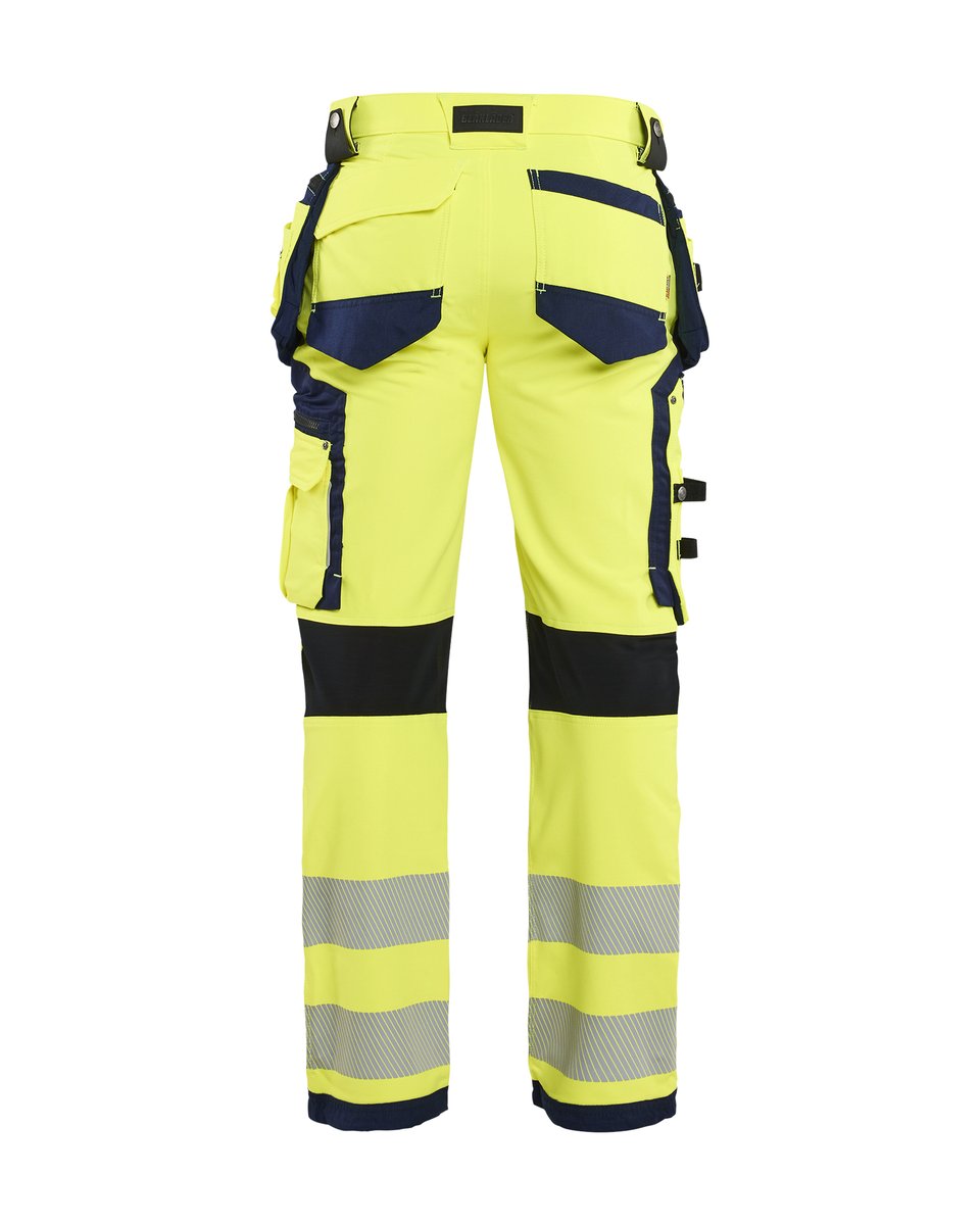 Blåkläder 1997 High Vis werkbroek 4-weg stretch met gereedschapszakken - High Vis Geel/Marineblauw