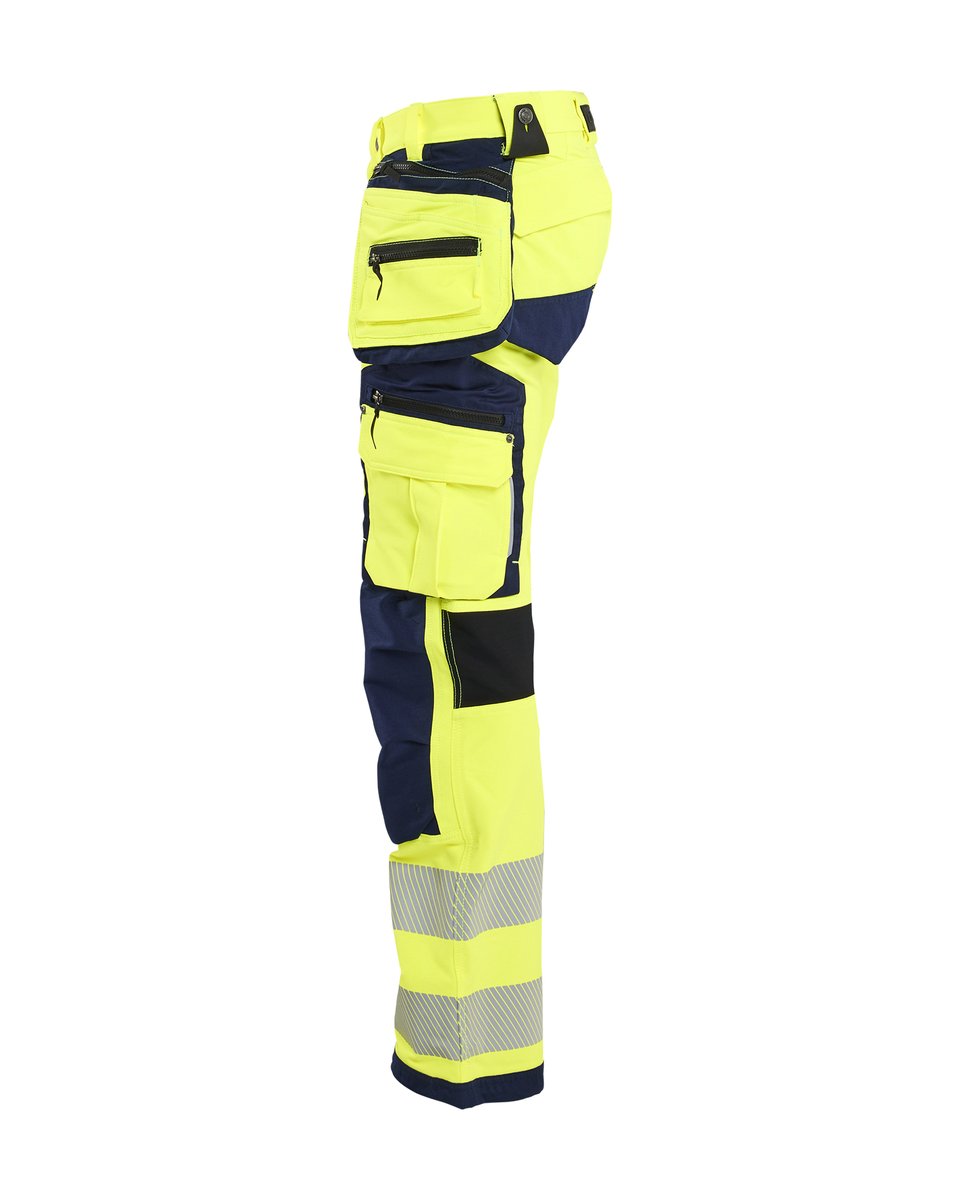 Blåkläder 1997 High Vis werkbroek 4-weg stretch met gereedschapszakken - High Vis Geel/Marineblauw