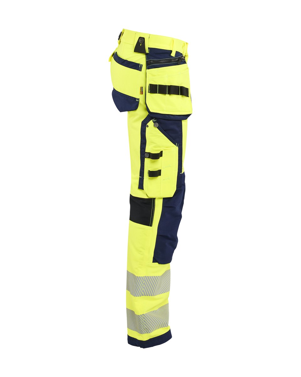 Blåkläder 1997 High Vis werkbroek 4-weg stretch met gereedschapszakken - High Vis Geel/Marineblauw