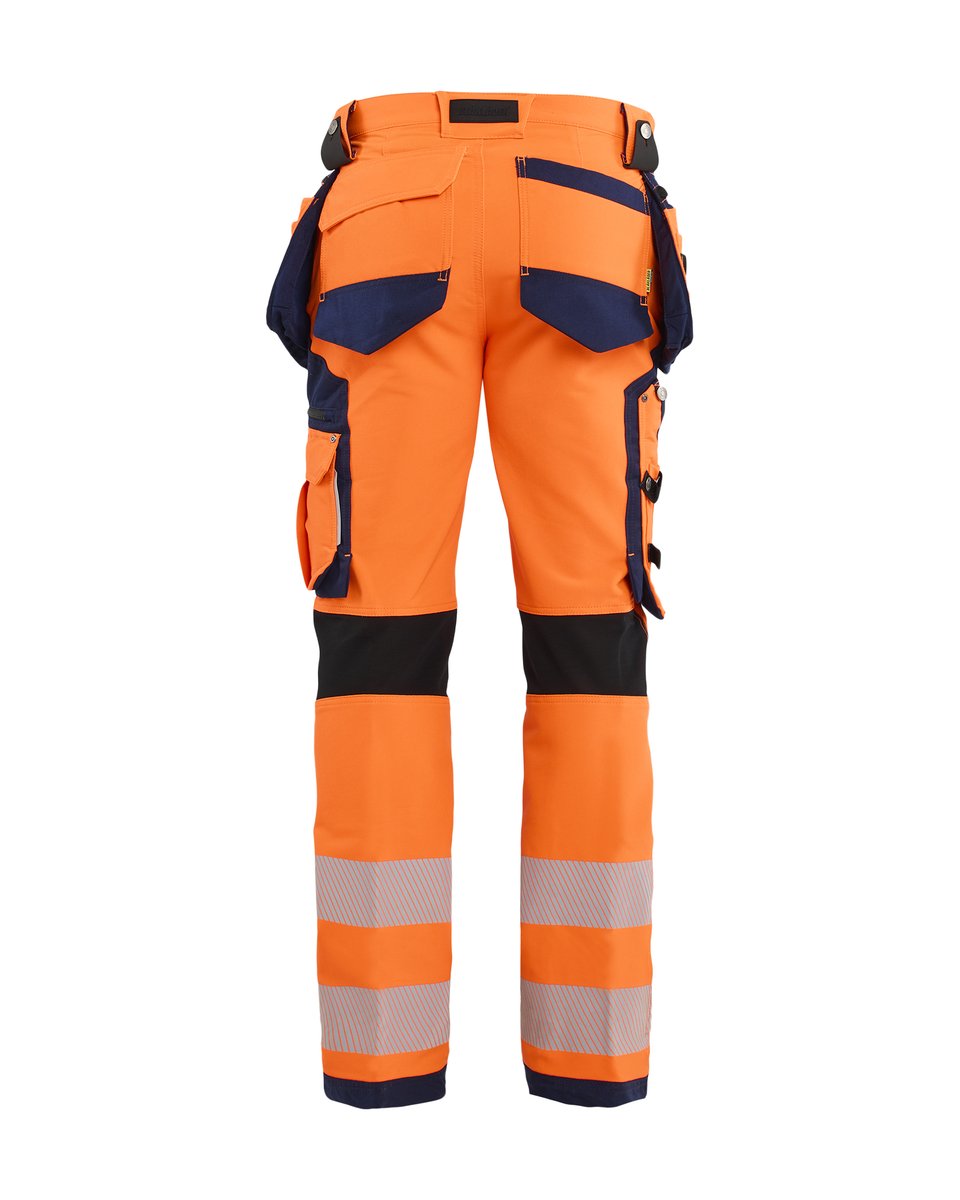 Blåkläder 1997 High Vis werkbroek 4-weg stretch met gereedschapszakken - High Vis Oranje/Marineblauw
