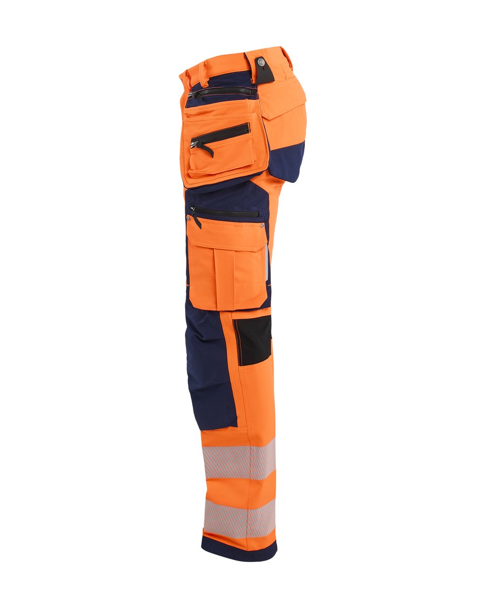 Blåkläder 1997 High Vis werkbroek 4-weg stretch met gereedschapszakken - High Vis Oranje/Marineblauw