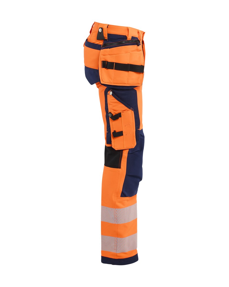 Blåkläder 1997 High Vis werkbroek 4-weg stretch met gereedschapszakken - High Vis Oranje/Marineblauw