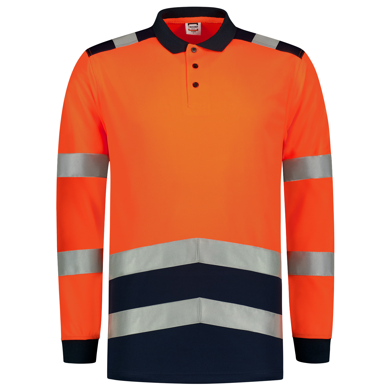 Poloshirt High Vis Bicolor Lange Mouw - FluororangeInk XXL