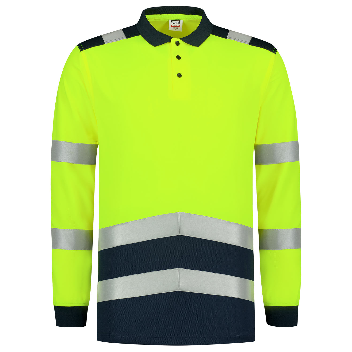 Poloshirt High Vis Bicolor Lange Mouw - FluoryellowInk XXL