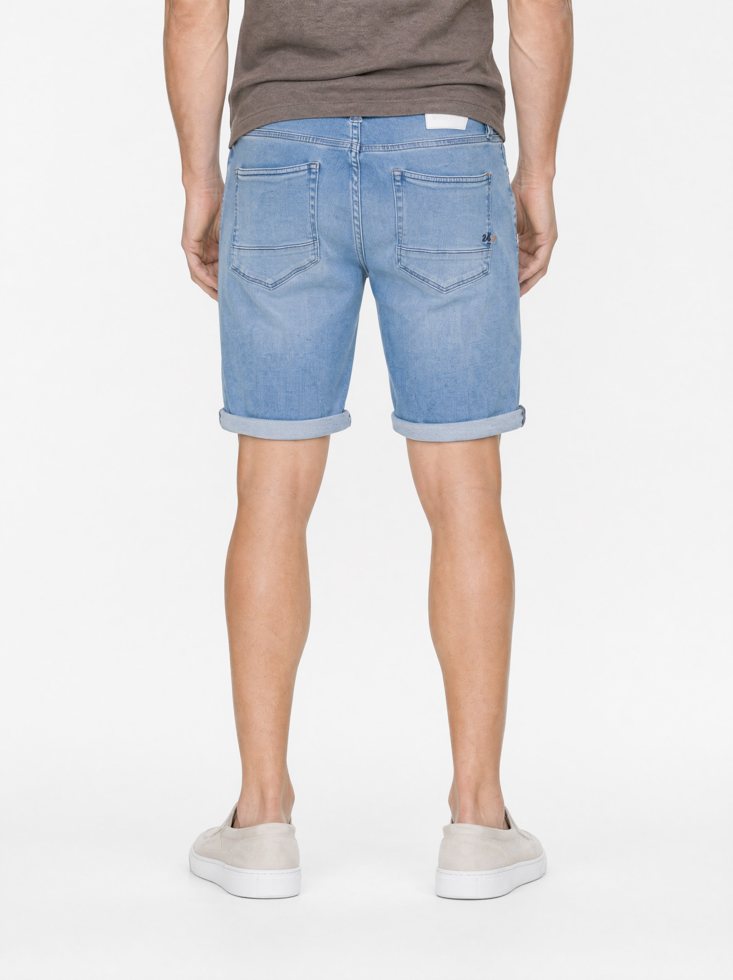 Palm Slim Short SH06 - Bleached Denim Used