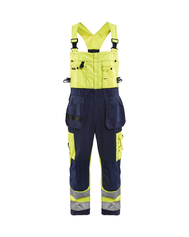 Blåkläder 2603 High Vis Bretelbroek met gereedschapszakken - High Vis Geel/Marineblauw