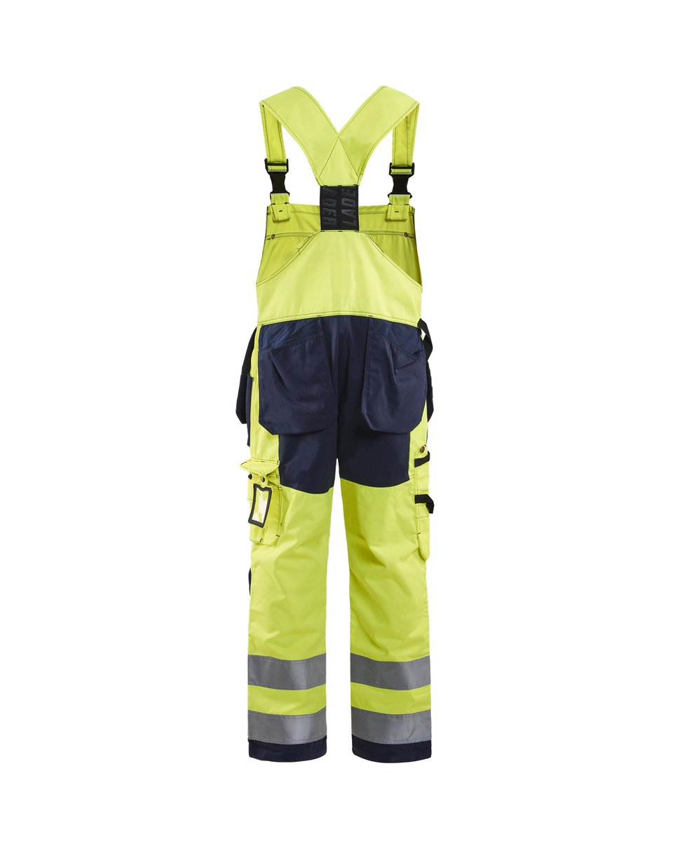 Blåkläder 2603 High Vis Bretelbroek met gereedschapszakken - High Vis Geel/Marineblauw