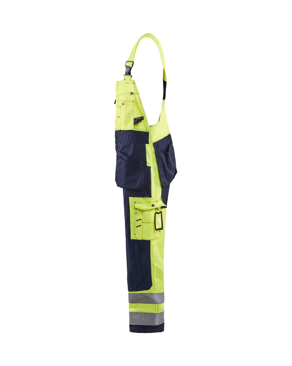Blåkläder 2603 High Vis Bretelbroek met gereedschapszakken - High Vis Geel/Marineblauw